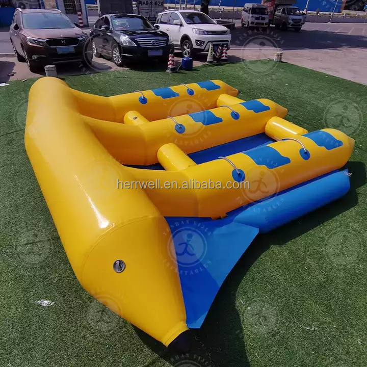 New design Inflatable Water Sports Game Super Exciting Inflatable Flying Fish Boat Towable Banana Boat For Adults