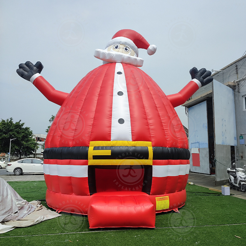 China factory Christmas inflatable bounce house red Santa Claus bouncy jumping castle for Christmas decoration