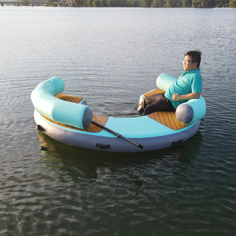 Good quality Water Leisure Island Drop Stitch Inflatable Pontoon Fishing Platform Dock water Lounger Pool Float Hammock