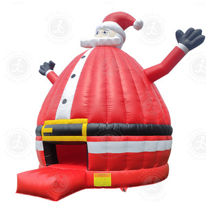 China factory Christmas inflatable bounce house red Santa Claus bouncy jumping castle for Christmas decoration