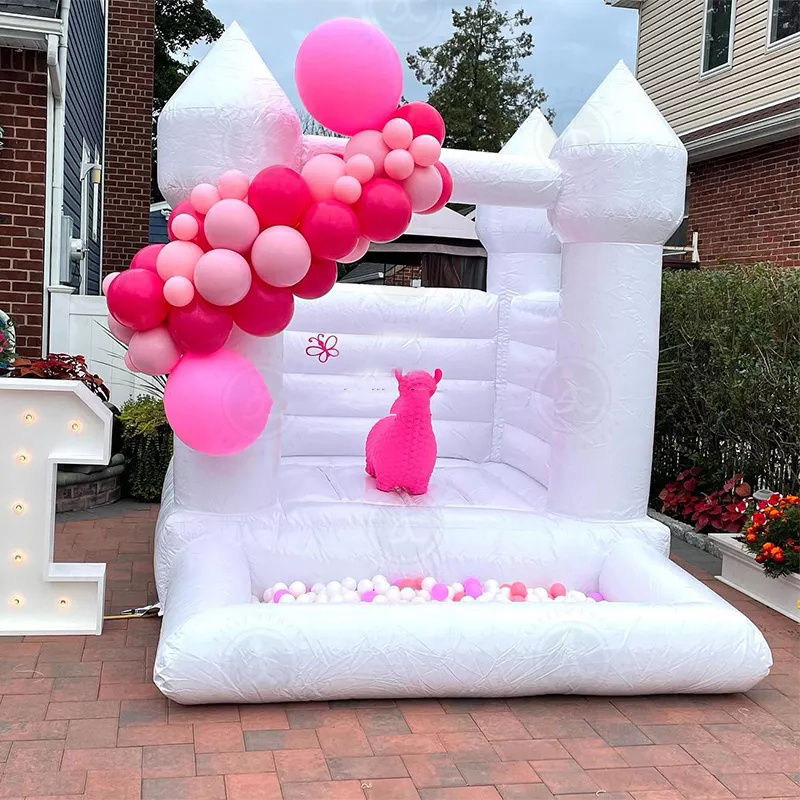 Custom Luxury Kid Party Game Rental Adult White Pink Wedding Pool Slide Toy Bouncy Castle Inflatable Bounce House