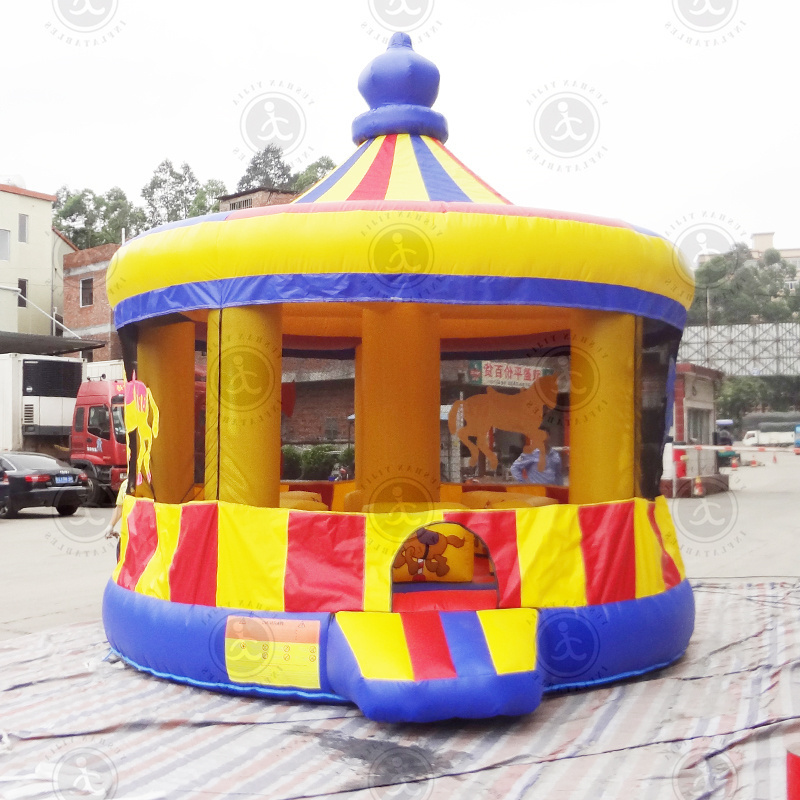 Huge inflatable bounce house carousel horse inflatable merry-go-round castle for kids amusement park