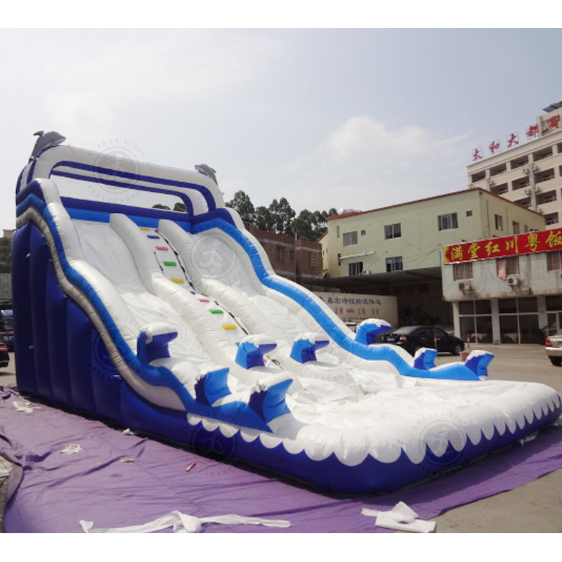 Commercial PVC Inflatable Slide Park Inflatable Pool slide Blue water slide Party rental