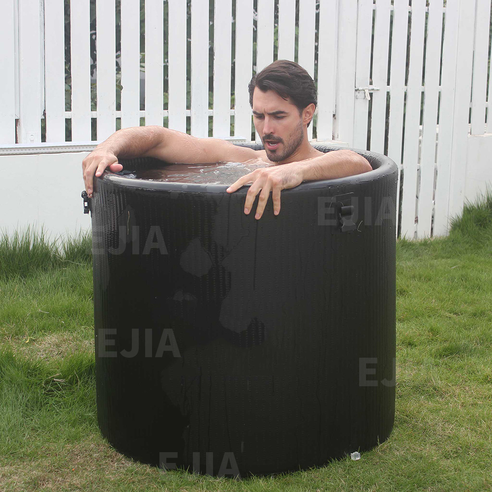 Easy-inflate Portable Plastic Ice Barrel Tub Ice Bath Tub Inflatable With Lid For Cold Therapy