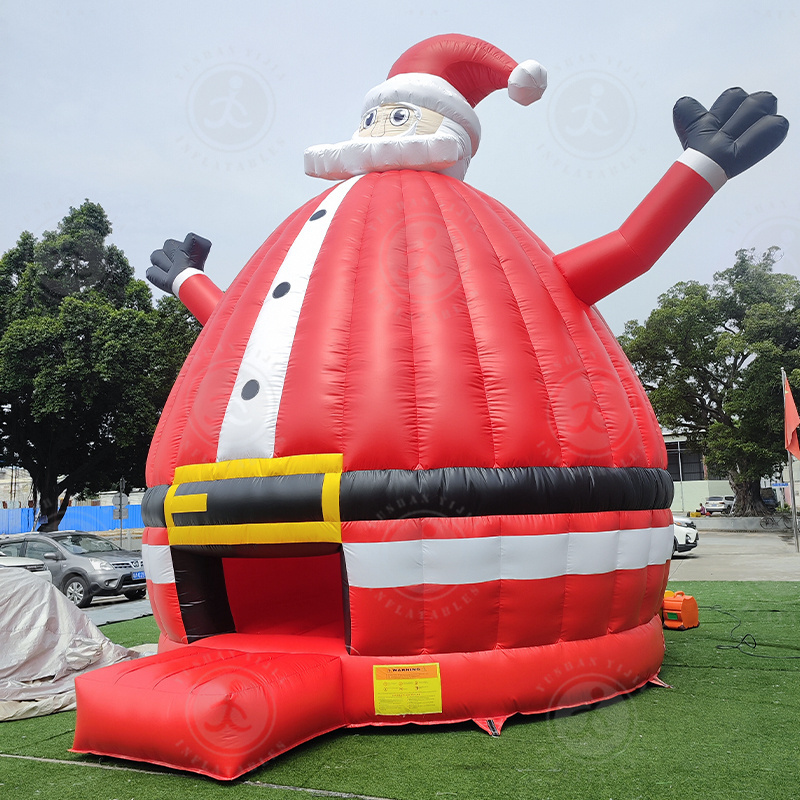 China factory Christmas inflatable bounce house red Santa Claus bouncy jumping castle for Christmas decoration