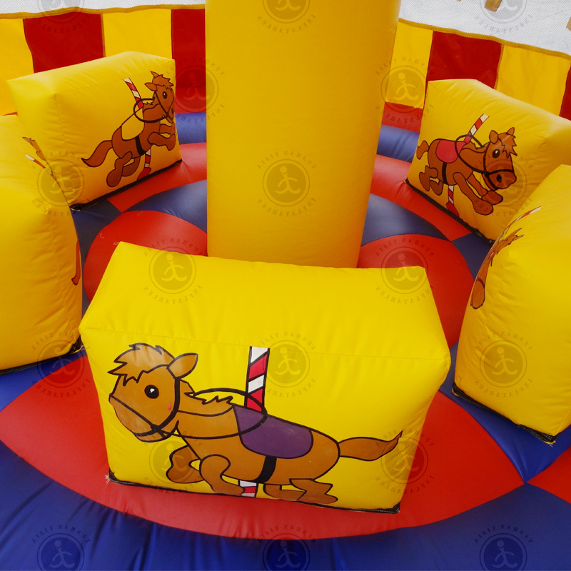 Huge inflatable bounce house carousel horse inflatable merry-go-round castle for kids amusement park