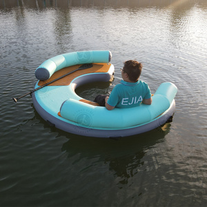 Good quality Water Leisure Island Drop Stitch Inflatable Pontoon Fishing Platform Dock water Lounger Pool Float Hammock