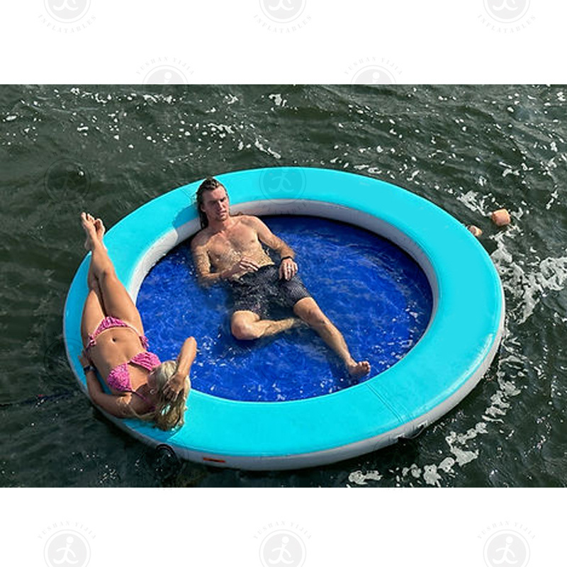 10ft Circular Hammock with Mesh Center best rated floating water mat Inflatable Water Hammock with Inflatable Rafts