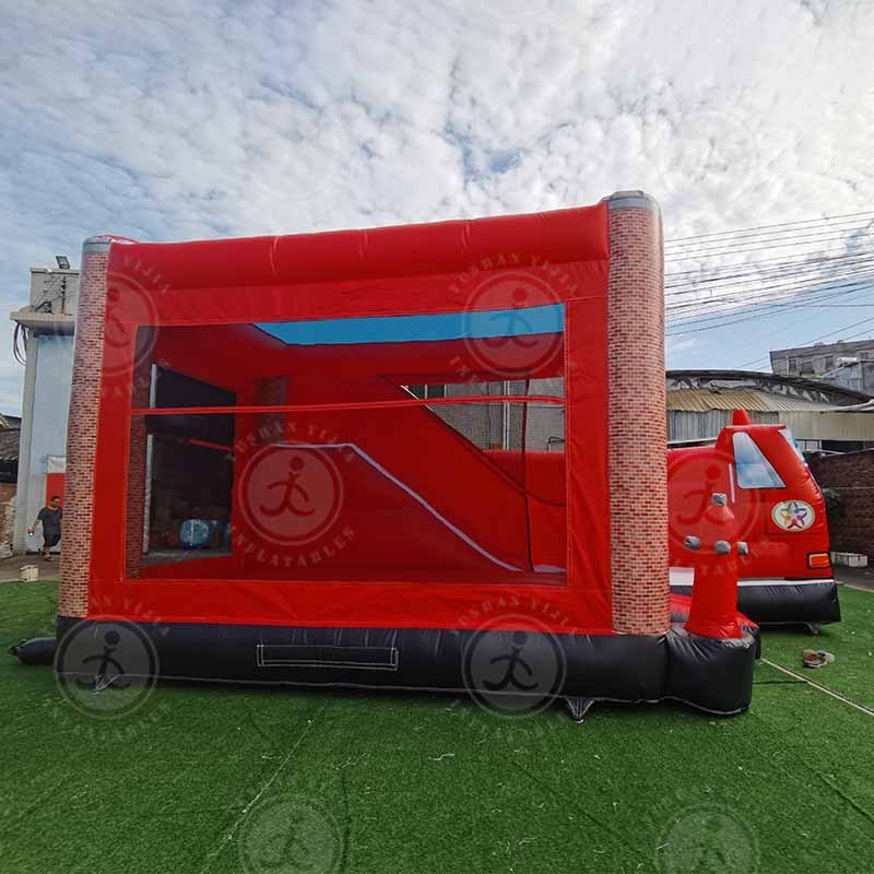 2023 Kids Huge Fire Rescue Truck Toys Inflatable Ambulance Car Model Jumping Bouncer Castle Rescue Fire Engine Truck