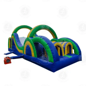 Cheap price toy balls inflatable bouncy house obstacle with slide bouncy jumping castle obstacle course