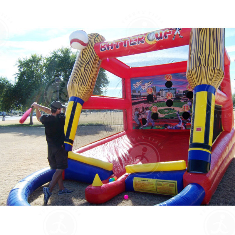 2022 New Playground Toys Commercial Inflatable Baseball Batting Sports Games Inflatable Batter Up  Carnival Game For Kids