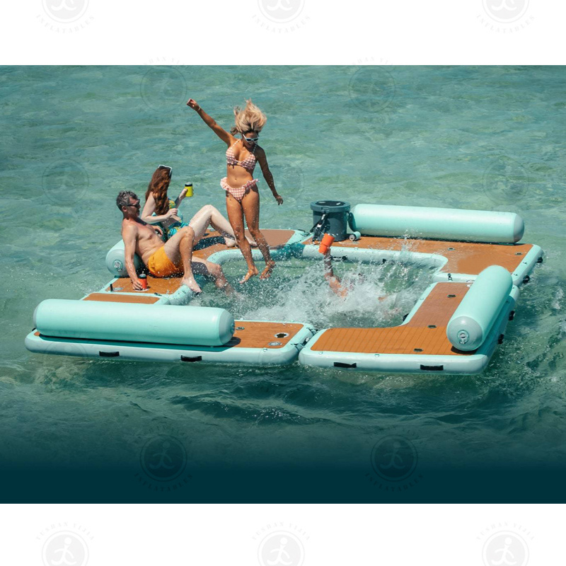 Inflatable Floating pool loungers With Backrest Drop Stitch Water Floating Dock For Rest