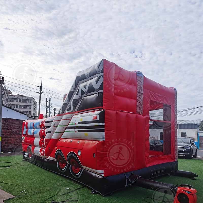 2023 Kids Huge Fire Rescue Truck Toys Inflatable Ambulance Car Model Jumping Bouncer Castle Rescue Fire Engine Truck