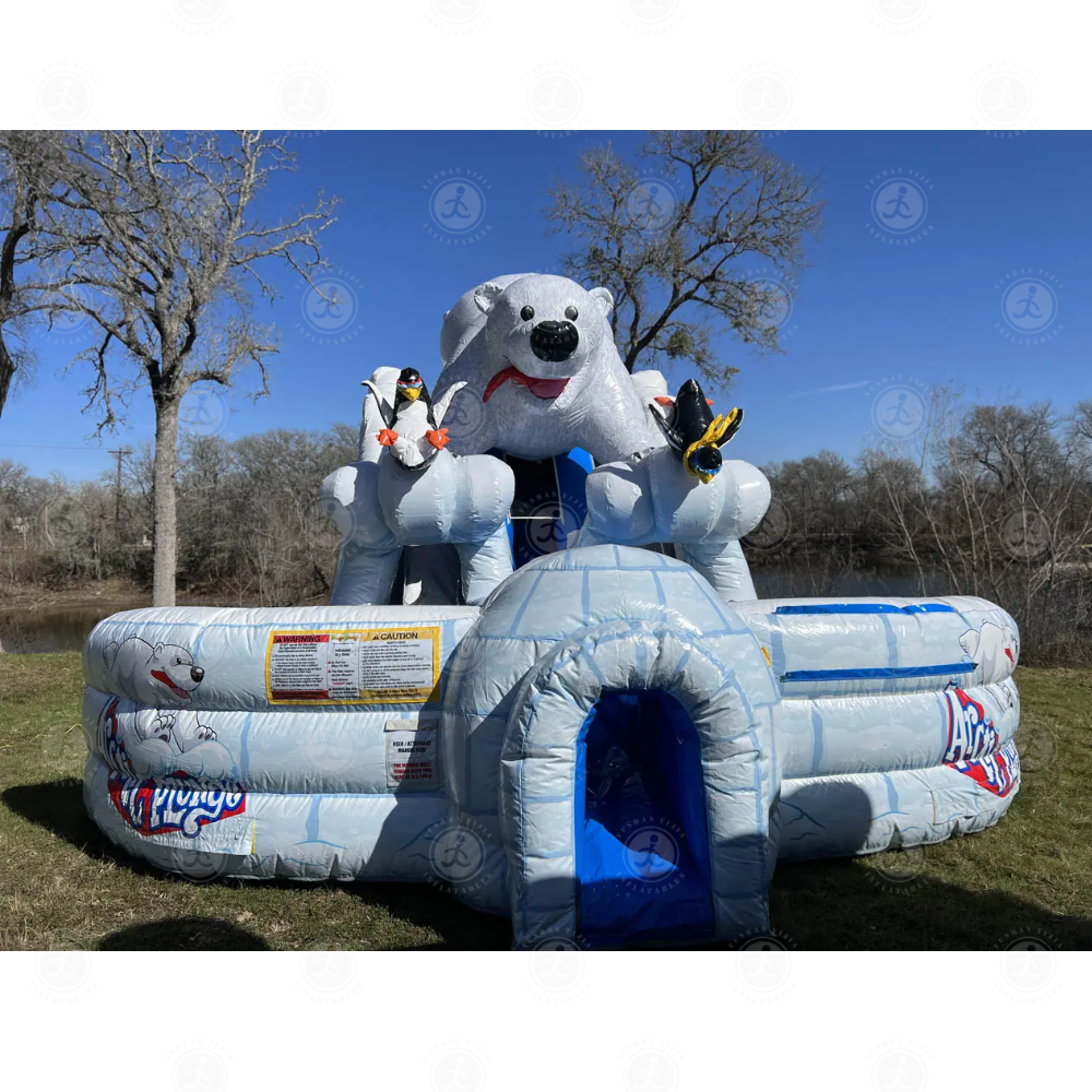 New Holiday Theme Air Blower Inflatable Polar Bear Decoration Bouncer Slide Inflatable Bounce House Christmas Bouncy Castle