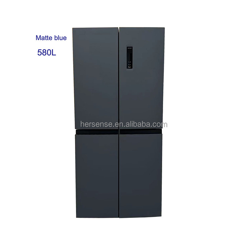 large refrigerators 580L 4 Door Matte Blue smart fridge with mini bar 220v cold storage side by side home household freezers