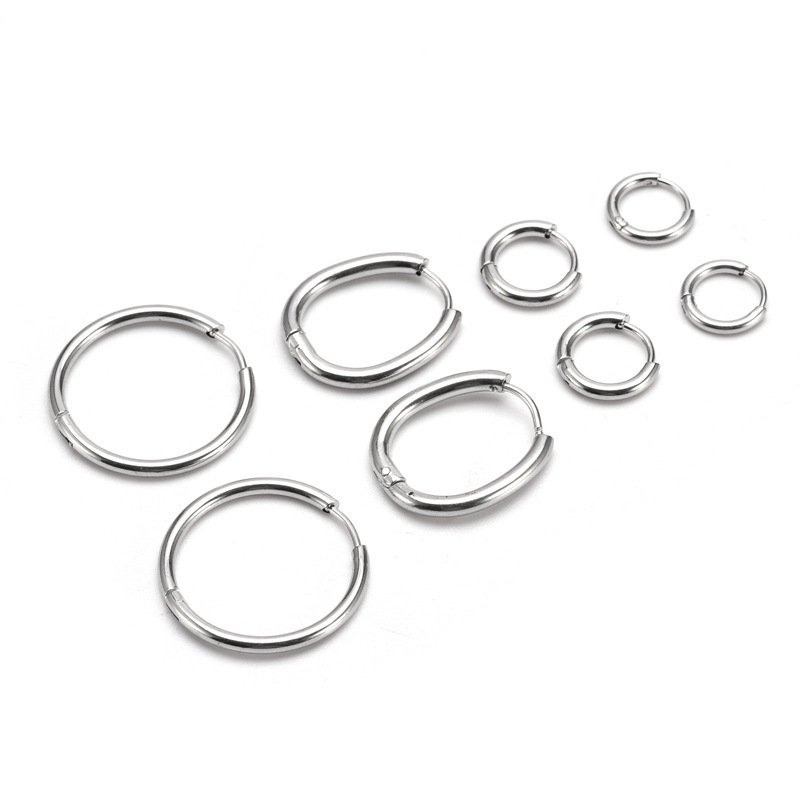 Daily Wear Hoops Stainless Steel Silver Hoop Earrings Statement Chunky Silver Earrings, Plain Delicate Hoops Earrings for Women