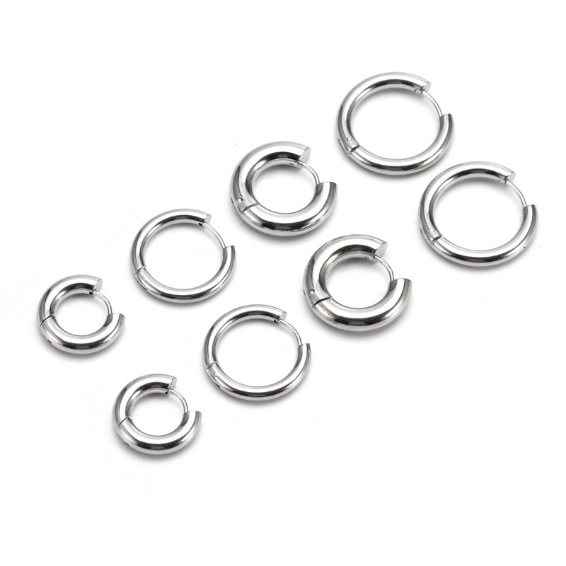 Daily Wear Hoops Stainless Steel Silver Hoop Earrings Statement Chunky Silver Earrings, Plain Delicate Hoops Earrings for Women