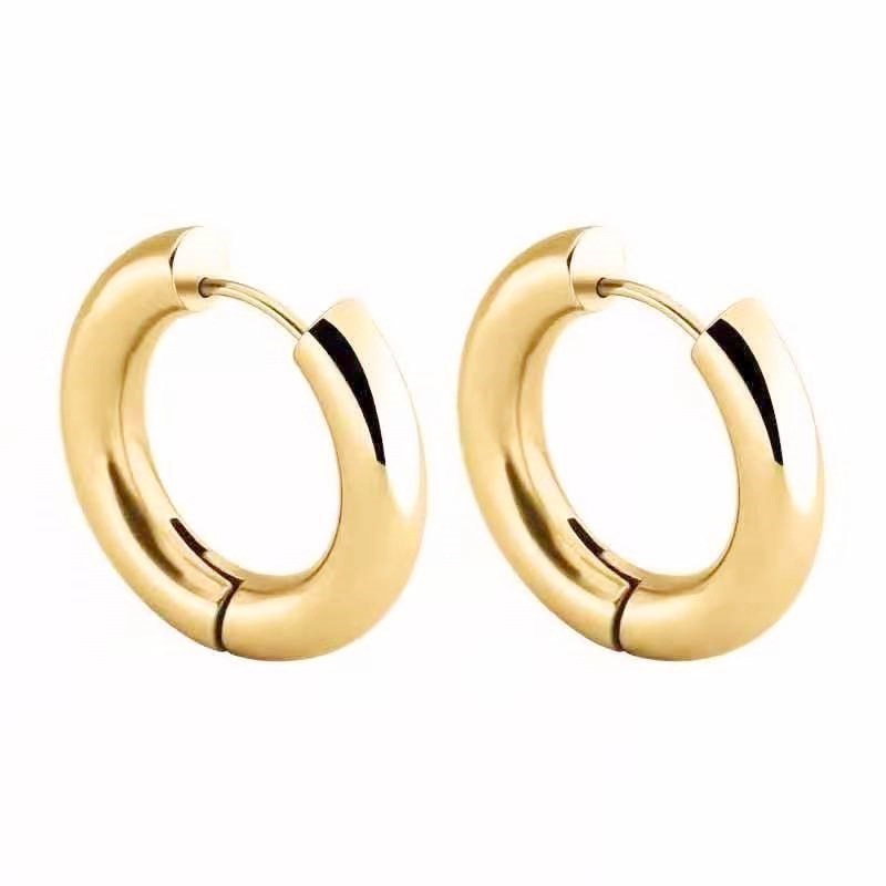 Daily Wear Hoops Stainless Steel Silver Hoop Earrings Statement Chunky Silver Earrings, Plain Delicate Hoops Earrings for Women