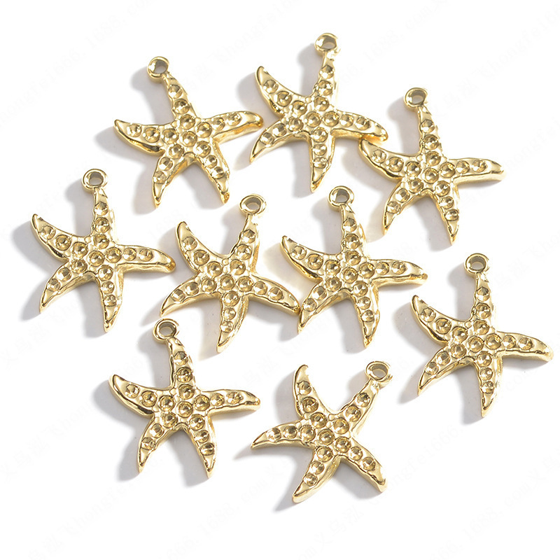 Wholesale Cute 304 Stainless Steel Starfish Charm 18K Gold Plated Sea Star Pendant For Necklace Jewelry Making