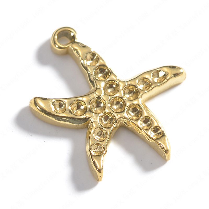 Wholesale Cute 304 Stainless Steel Starfish Charm 18K Gold Plated Sea Star Pendant For Necklace Jewelry Making