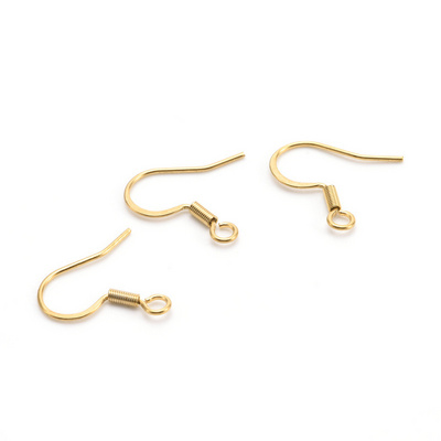 Wholesale Stainless Steel With Spring Ear Wire Earring Hook Gold Plated Ear Hook For Jewelry Making Accessories