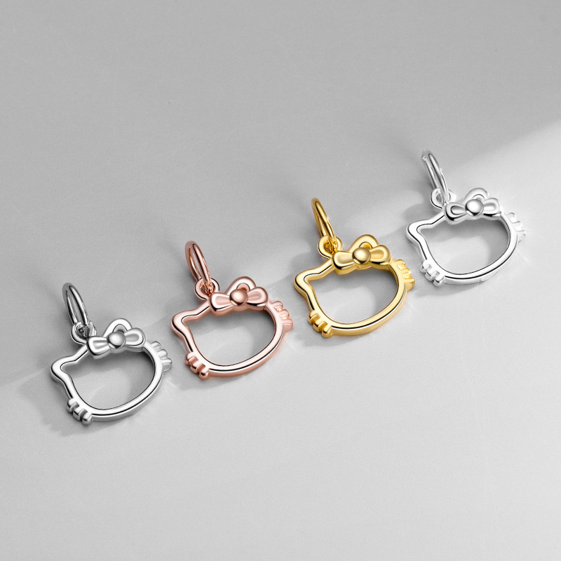 Wholesale Cute Gold Plated Cat Animal Charm 925 Sterling Silver Cat Pendant For Jewelry Making