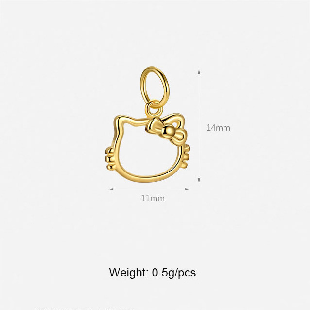 Wholesale Cute Gold Plated Cat Animal Charm 925 Sterling Silver Cat Pendant For Jewelry Making