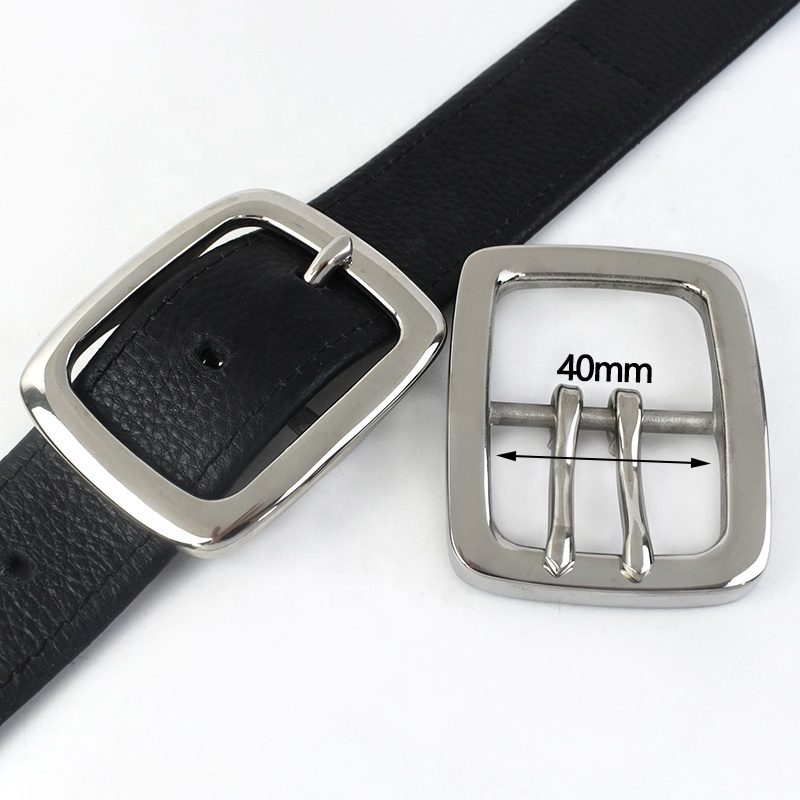 YK022 40mm Stainless Steel Single Double Pin Buckles Men's Belt Buckle