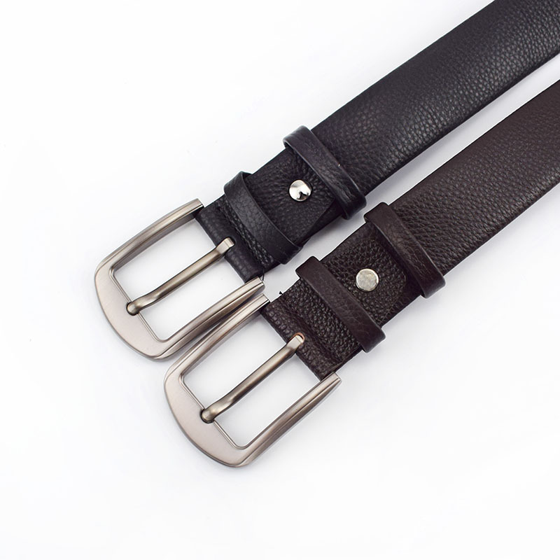 YB084 Unisex Black Genuine Leather Pin Buckle Belt With Hidden Zip Secret Pocket Layer Zippered Belt for Travel Leather Belts