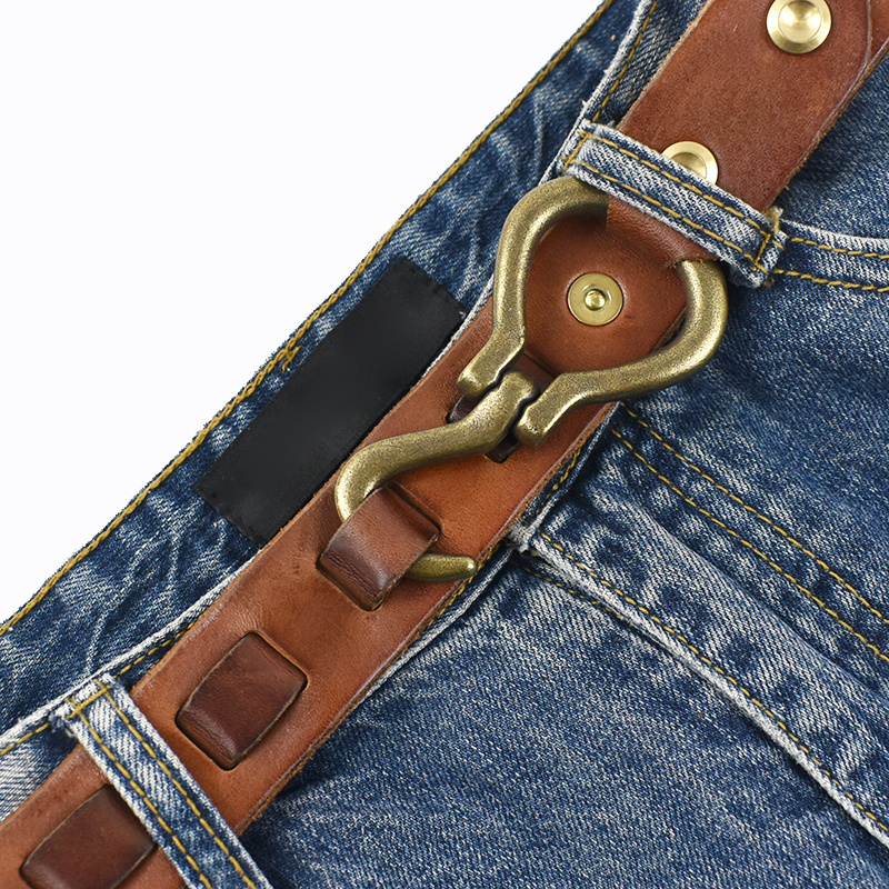 MeeTee YB963 3.3cm Width 4mm Thickness Copper Hook Buckle Pin Buckle Clothing Accessories Alloy PU Leather Cow Hide Belt