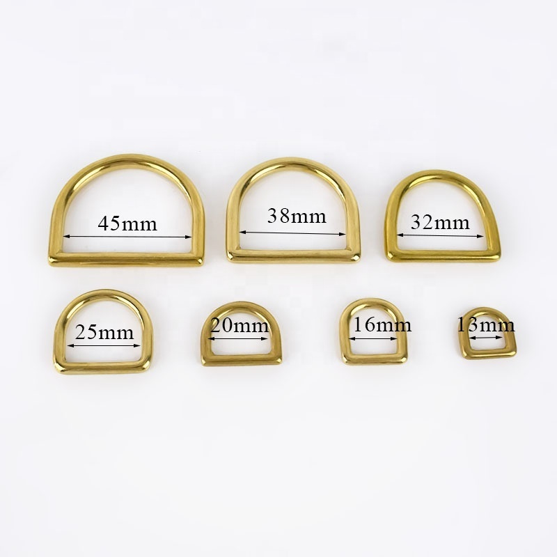 Meetee AP2388 Solid Brass Buckle D Ring Bag Luggage Hardware Accessories for Bag Strap Webbing D Shape Ring Belt Buckles