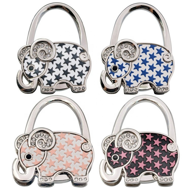 Meetee BHR-019 Alloy Elephant Shape Alloy Folding Handbag Bag Purse Bag Table Hook Hanger