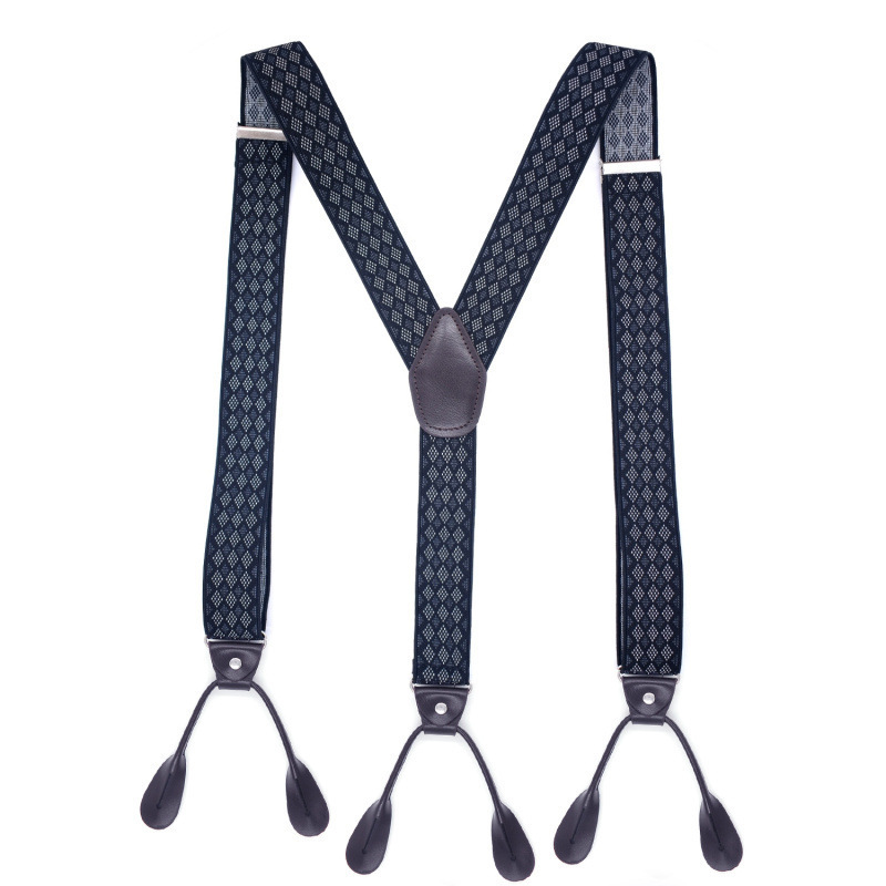 Meetee S-S004 6 Clip Button Casual Men Gallus Pants Strap High Quality Men's Suspenders