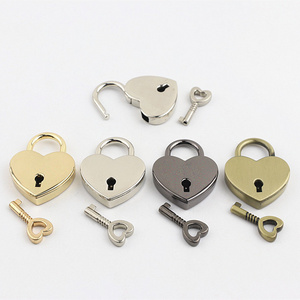 Meetee G9-1 30*39mm Retro Heart Shaped Padlock Accessories Suitcase Jewelry Box Decorative Lock with Key Handbag Purse Locks