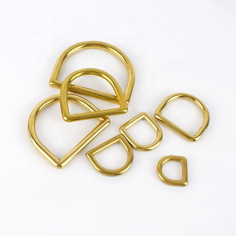 Meetee AP2388 Solid Brass Buckle D Ring Bag Luggage Hardware Accessories for Bag Strap Webbing D Shape Ring Belt Buckles