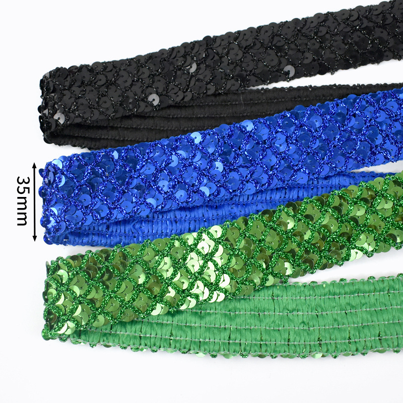 Meetee KY604 35mm DIY Sewing Garment Accessories Dance Dress Wedding Decor Beaded Sequins Lace Tape