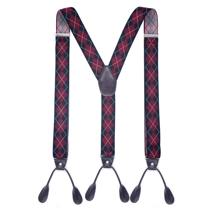 Meetee S-S004 6 Clip Button Casual Men Gallus Pants Strap High Quality Men's Suspenders