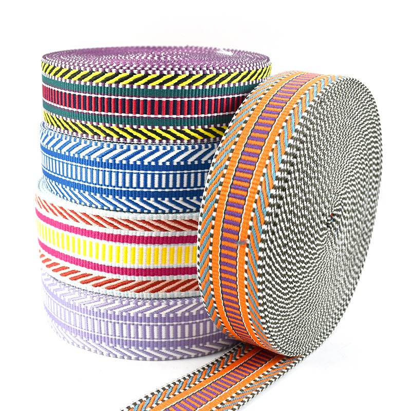 Meetee RD155 5cm Colorful Luggage Bag Garment Textile Accessories Polyester Striped Ribbon Jacquard Webbing