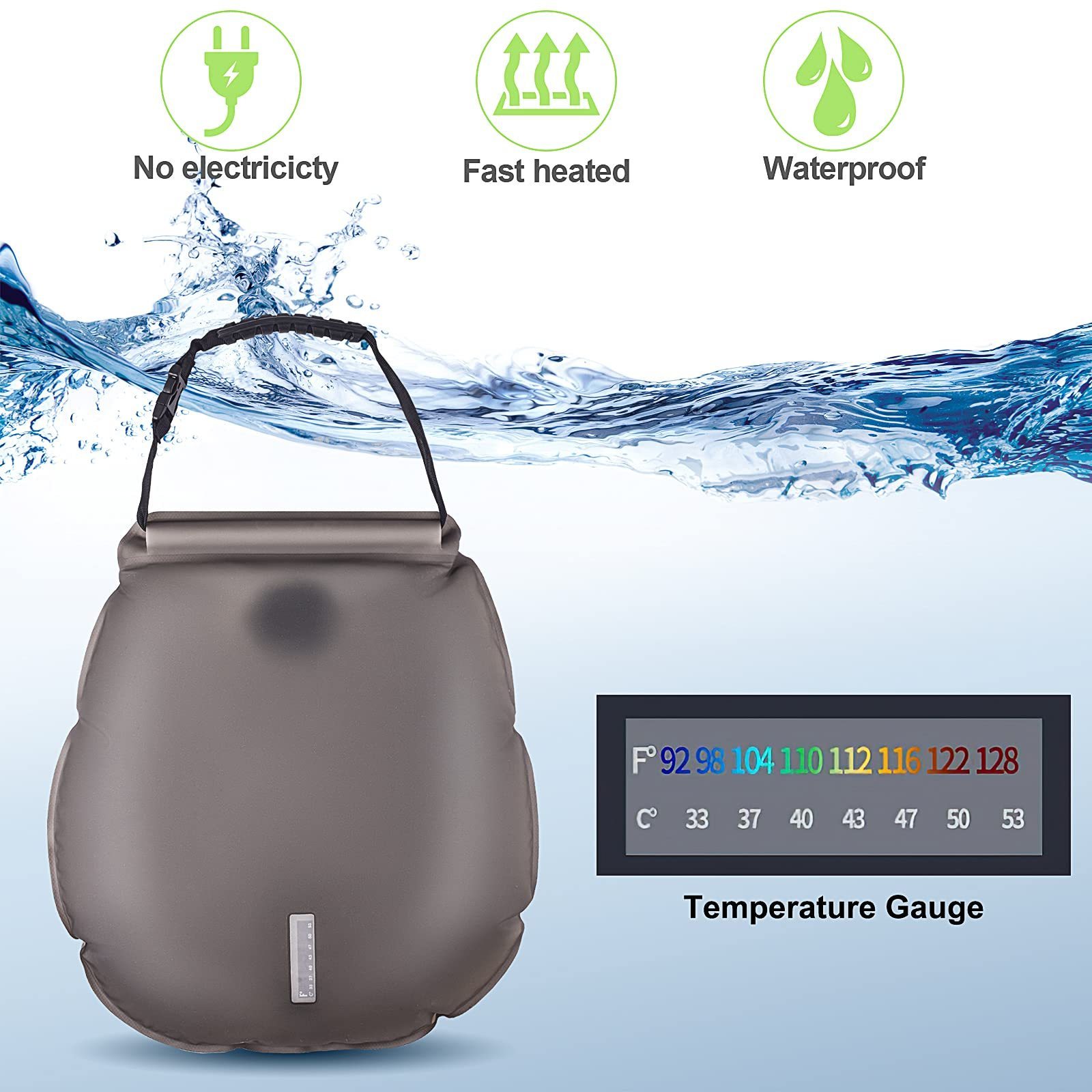 Camping Shower Bag  Switchable Shower Head Portable Shower for Camping Beach Swimming Outdoor Traveling Hiking