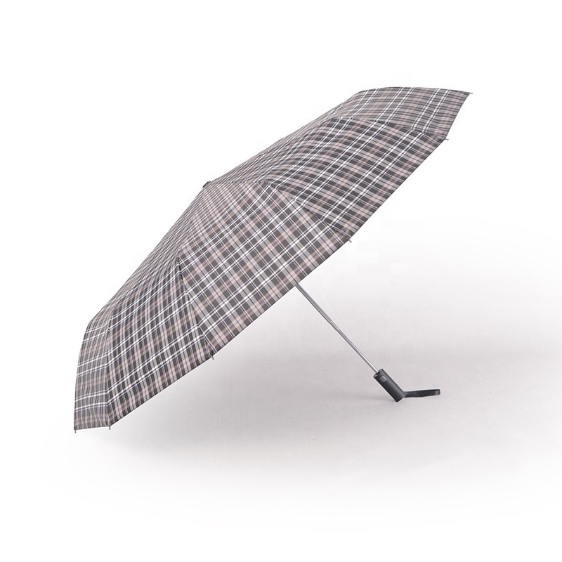 23inch 12K auto folding umbrella grid pongee fabric umbrella guangdong manufacturer