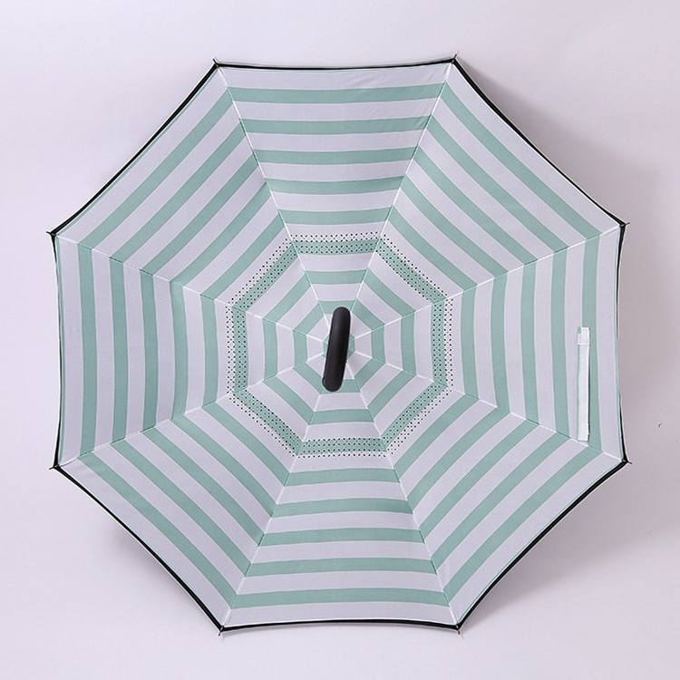 Wholesale reverse umbrella with C handle custom printed logo inverted umbrella