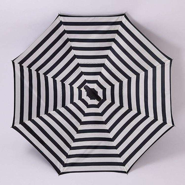 Rainy day products C handle capsule rain umbrella for women custom logo fiberglass reverse inverted umbrella