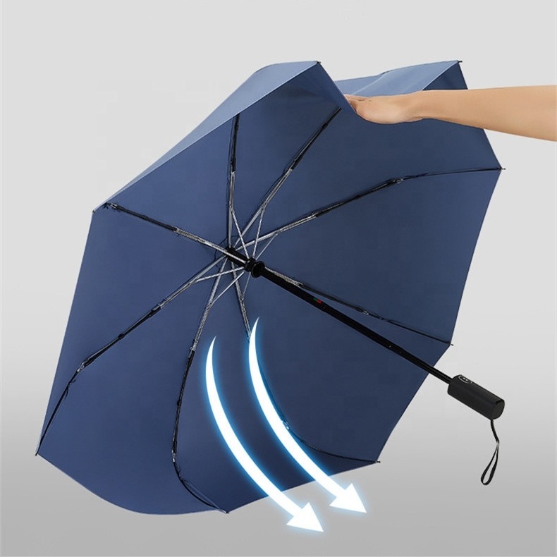 New safe Explosion-proof aluminum 3 section automatic open small folding wind proof rain umbrella