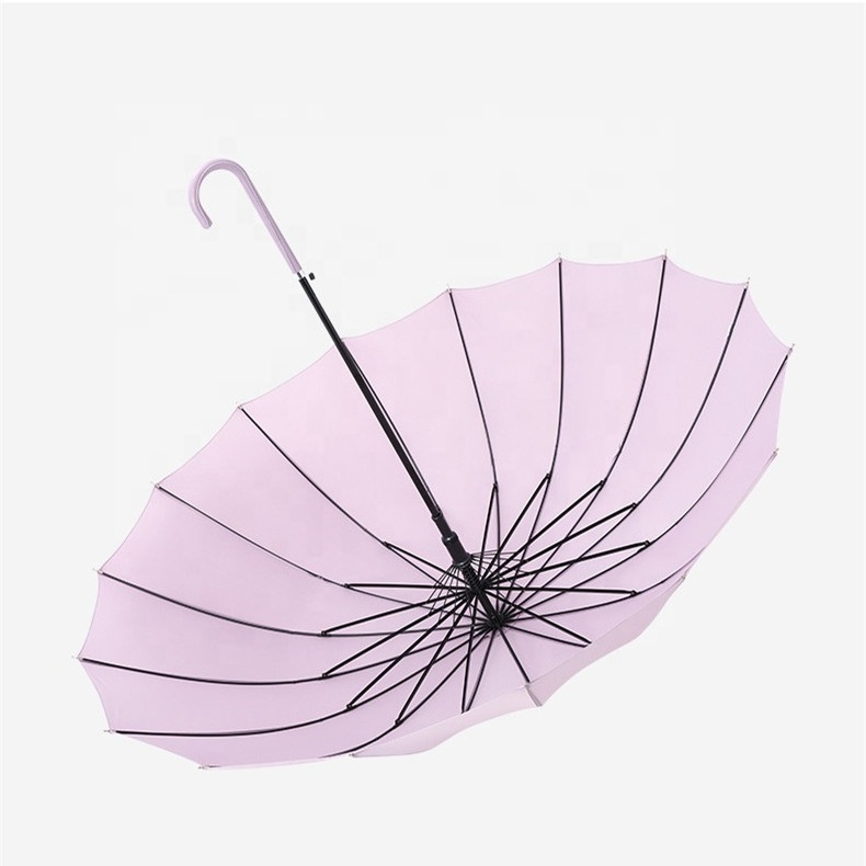 Automatic faux leather curved handle No drip wind proof rain umbrella clear plastic waterproof cover umbrella