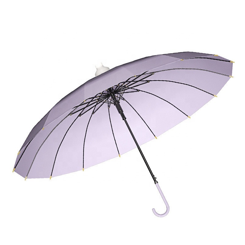 Automatic faux leather curved handle No drip wind proof rain umbrella clear plastic waterproof cover umbrella