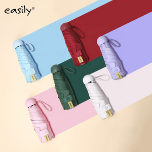 Wholesale 19'' * 6K small umbrellas handbag size Anti- UV mini 5 fold capsule umbrellas for women