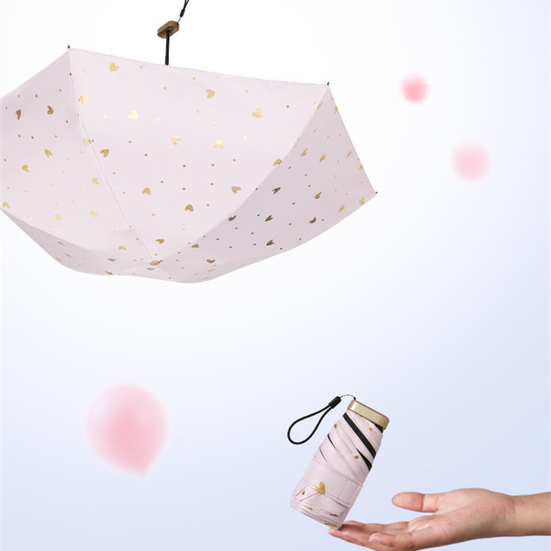 Hot sale custom printing pocket umbrella 6 fold mini capsule umbrella with black UV coating