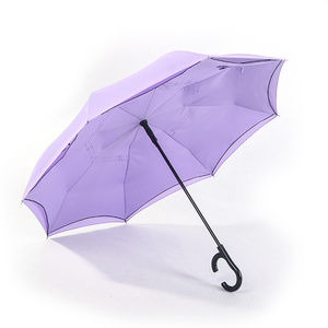 Best quality windproof upside down umbrella magic water changing color inverted umbrella for rainy