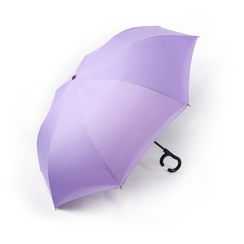 Best quality windproof upside down umbrella magic water changing color inverted umbrella for rainy