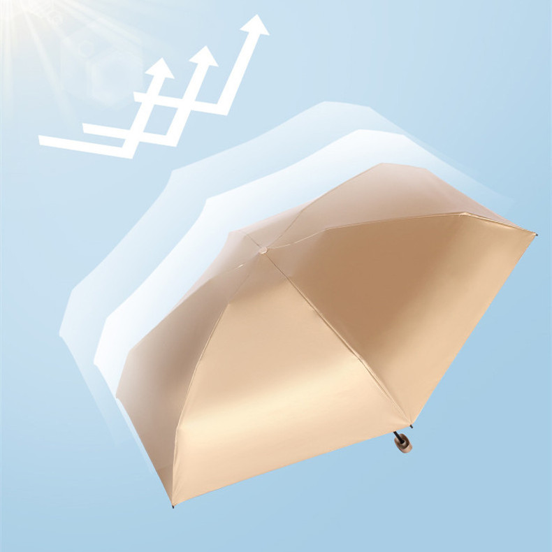 Luxury cute golden uv coating pockets sun umbrella manual open 6 fold compact umbrella with custom logo